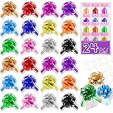 TUXIYA 24PCS 6 Inch Large Pull Bows,12 Colors Bow for Gift Wrapping,Party Gift Wedding Ribbon Bows for Wrapping Boxes or Flower Decorations,Perfect for Christmas Valentine's Day Decoration Bow