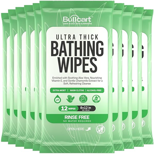 XL BATHING WIPES – BODY WIPES FOR ADULTS BATHING NO RINSE – 10 PACK, 120 WIPES – DISPOSABLE CLEANSING CLOTHS FOR WOMEN, MEN & ELDERLY – W/ALOE – SHOWER WIPES – CAMPING & TRAVEL ESSENTIALS