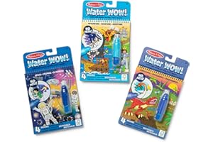 Melissa & Doug Water Wow! Mess Free Coloring Book, Reusable Water-Reveal Activity Pad, 3-Pack, Dinosaur, Adventure, Space, Travel Toys, Party Favors, for Toddlers & Kids Ages 3+ - FSC Certified