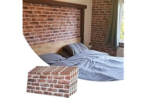 Dundee Deco 3D Wall Panels Brick Effect - Cladding, Mahogany Stone Look Wall Paneling, Styrofoam Facing for Living Room, Kitchen, Bathroom, Balcony, Bedroom, Set of 5, Covers 27 sq ft