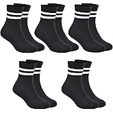 SPTRAMLE Boys & Girls Crew Socks - Cotton Athletic Socks, 5 Pairs (1-12 Years)