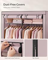 SONGMICS Clothes Wardrobe Portable Fabric Wardrobe with 2 Hanging Rails Lavender view 5