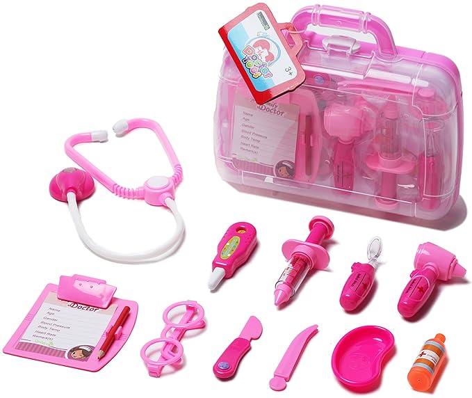 Arztkoffer Set Doktor Spielzeug Arzt Spielset für Kinder Arztköfferchen Set Doktorkoffer Spielzeug (Rosa)