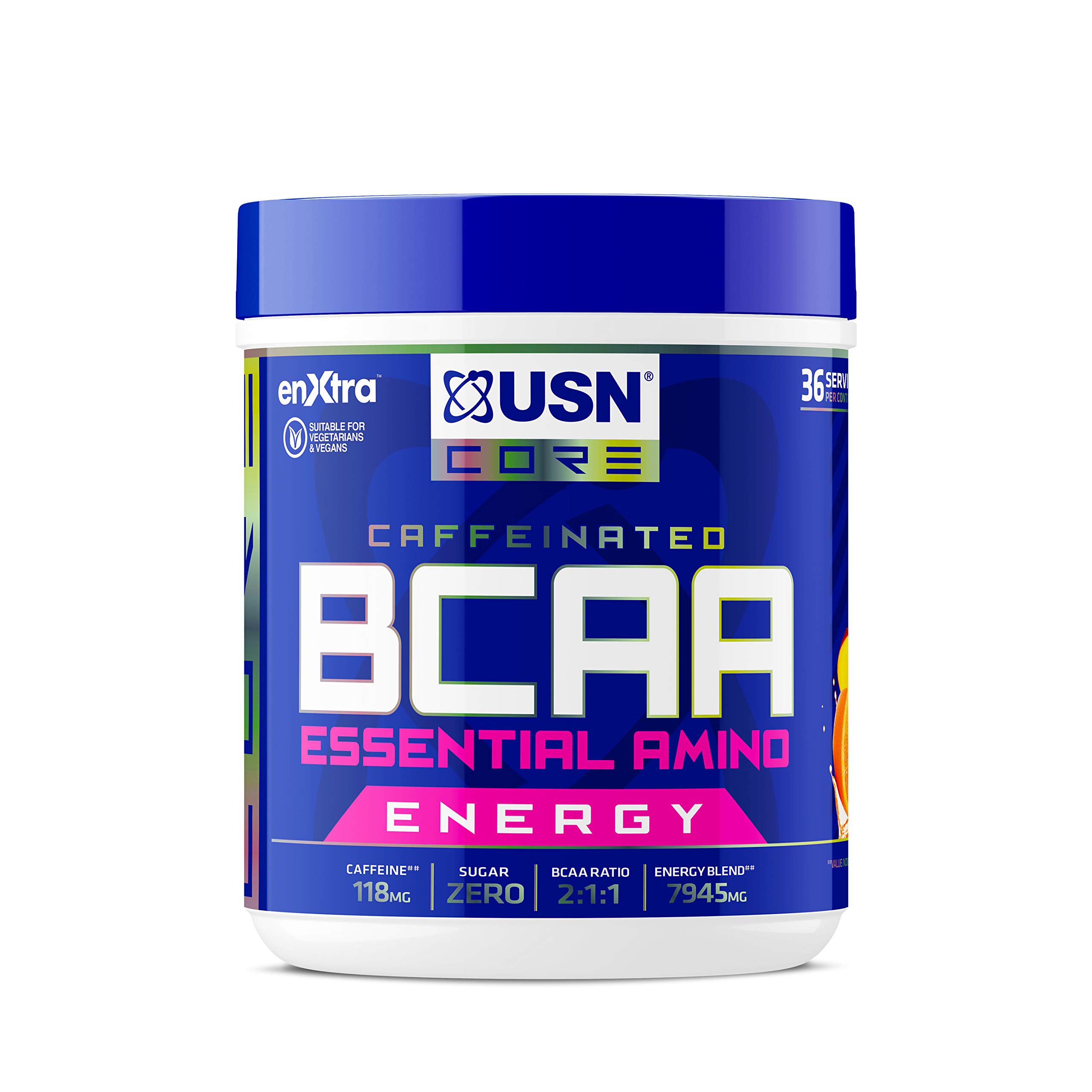 USN BCAA Power Punch Energy, Eaa's with Caffeine, Intra Workout Mango Orange, 36 Servings 400 g