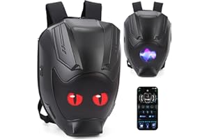 RKV86 Motorcycle Backpack for Men LED Backpack, DIY Programming GIFs, Hard Shell, 40-55L Large Capacity and Waterproof Laptop Backpack