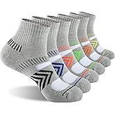 COOPLUS Mens Cushioned Ankle Socks, Cotton Athletic Performance Quarter Socks