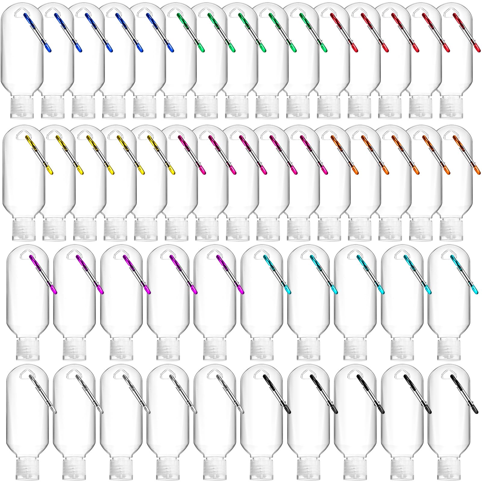 Photo 1 of FairySandy 50 Pcs Traveling Bottles with Keychain 2oz Clear Plastic Hand Sanitizer Holder Keychain Empty Refillable Liquid Packing Container Squeeze Plastic Bottle with Lid,Rectangle