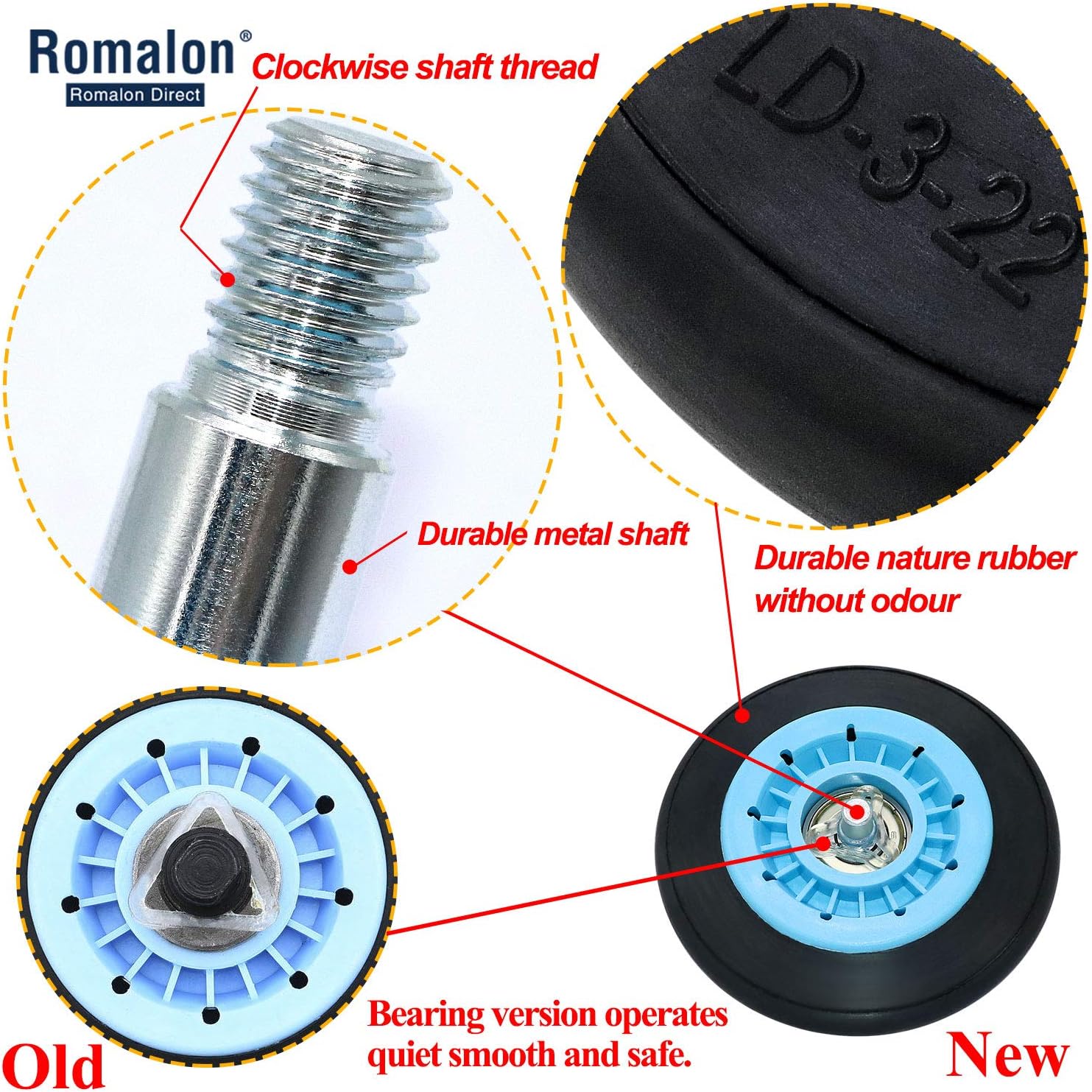 DC97-16782A Dryer Repair Kit for Samsung, Replacement Parts (Sam-DC97-16782A) Dryer Drum Roller, (DC93-00634A) Dryer Idler Pulley, (6602-001655) Dryer Drum Belt, (DC61-01215B) Tension Spring: Home Improvement