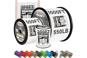 HOKINETY Paracord Rope 550 lb - 4MM 100ft / 200ft / 500ft / 1000ft Heavy-Duty Parachute Spool para Cord Lanyard - Outdoor Gear for Tent, Camping, Clothesline, Hiking, Fishing, Survival Bracelet