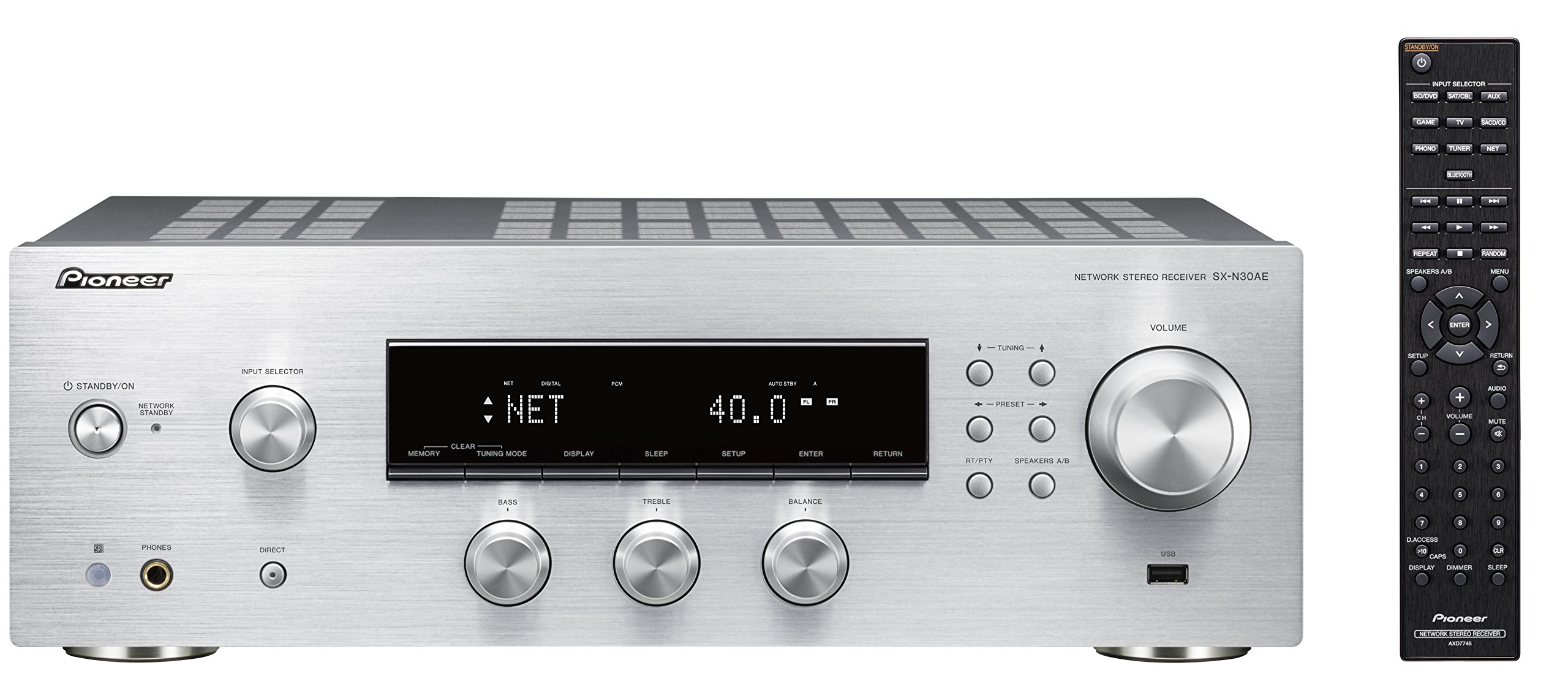 Pioneer Sx-N30Ae-S Récepteur Stéréo Multiroom Network avec WiFi Intégré, Chromecast, Tunein Internet Radio, Canal, 135W Argent