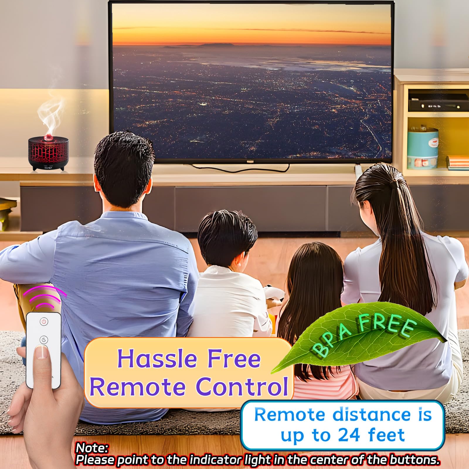 Volcano Diffuser Essential Oil Diffuser, Aroma Cool Mist Air Humidifier with Remote Control, Aromatherapy Machine with Ambient Light, Waterless Auto-Off Timer Setting for Home Office Room