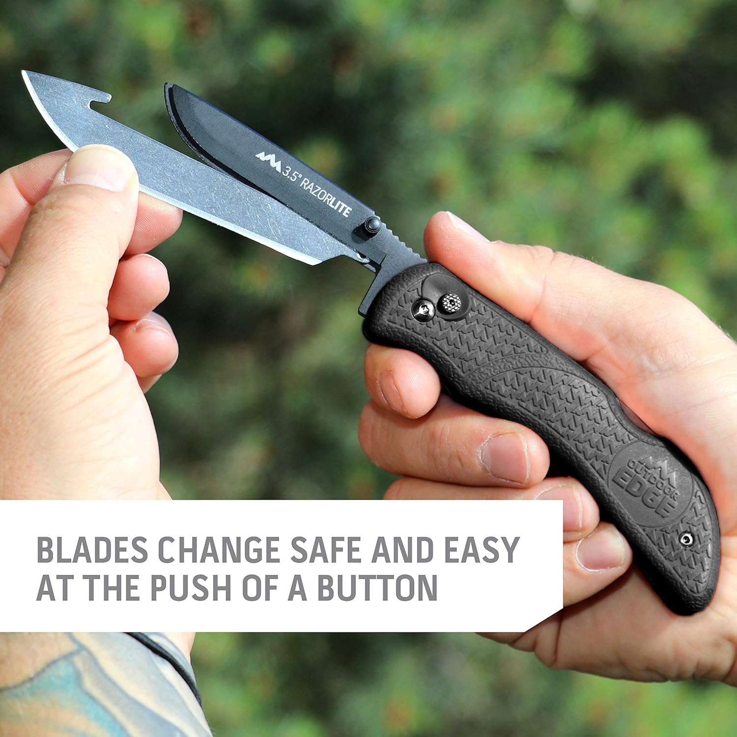 Outdoor Edge RazorLite - Replaceable Blade Folding Hunting Knife with Rubberized Nonslip TPR Handle, 6-Blades and Nylon Belt Sheath (Black) : Tactical Knives : Sports & Outdoors
