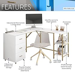 Techni Mobili L Shaped Desk - Two-Toned Computer