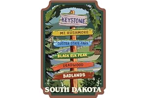 LANTERN PRESS Die Cut Sticker Keystone, South Dakota, Destination Signpost, Contour Vinyl Sticker 3 to 6 inches, (Waterproof Decal for Cars, Water Bottles, Laptops, Coolers), Large