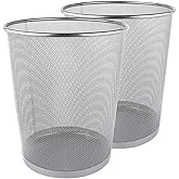 Zuvo Metal Wire Mesh Waste Basket Garbage Trash Can for Office Home Bedroom Height 10.1" Width 10", 4 Gallon (16 Quart) (2, S