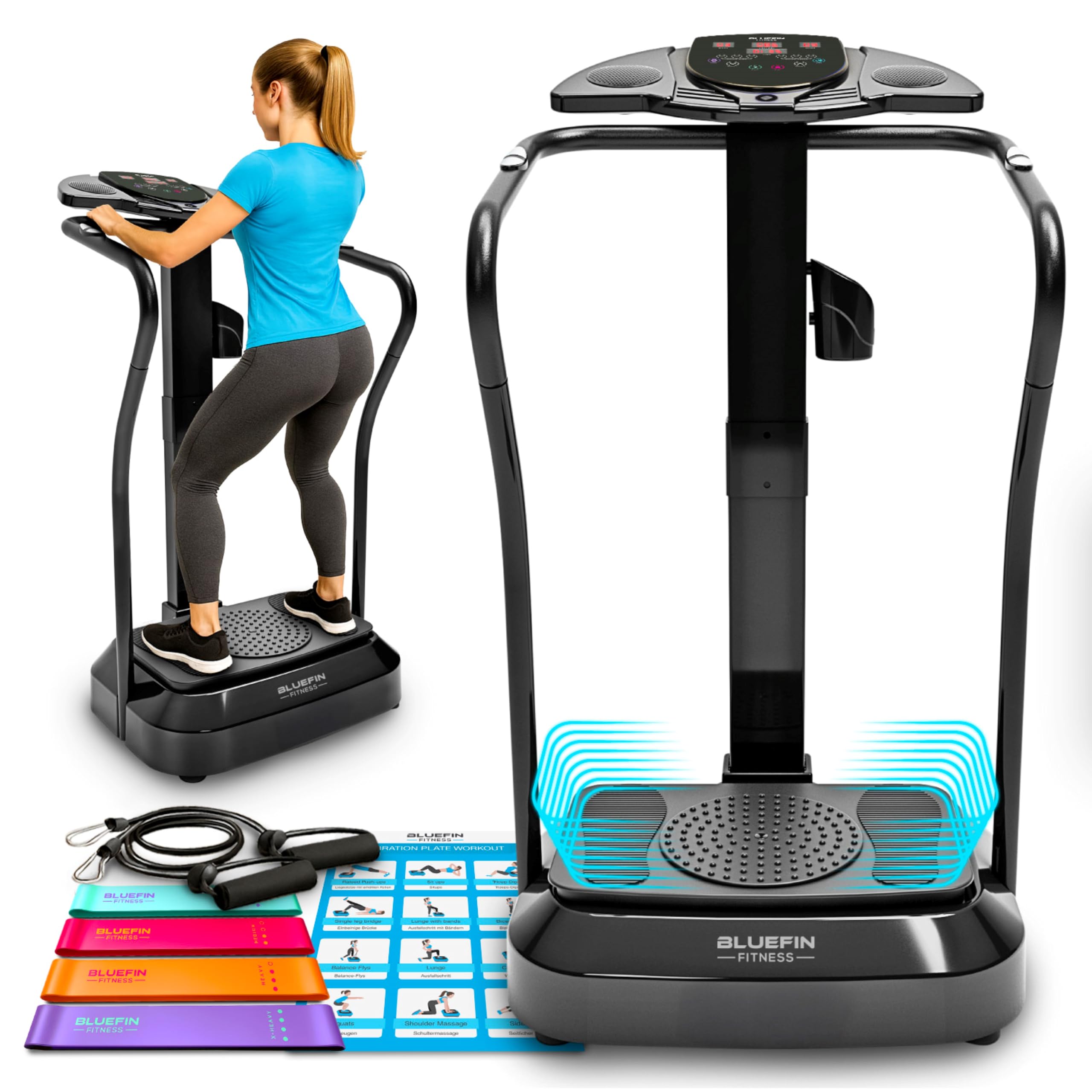 Bluefin Fitness Vibration Plate | Pro Model | Upgraded Design With Silent Motors | Comes with Built in Speakers