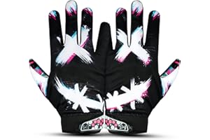 TAQCHA Jester Cross Eyes Football Gloves - Elite Trendy Wide Receiver Gloves – Extra Sticky Grip for Game Day, Training, High School and College - Adult and Youth Sizes