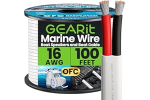 GEARit Speaker Wire 16 Gauge (100ft), Red/Black Speaker Cable 16AWG, Duplex 2-Conductor, Speaker Wires for Boat, RV, Camper, 