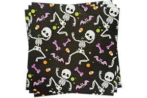ZVK Halloween Party Napkins, Black Skeleton 13in Disposable Paper Napkins, Beverage Napkins 80 Count for Kids Halloween, Costume Party Supplies Table Decorations