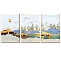 SIGNWIN 3 Piece Framed Canvas Wall Art Abstract Landscape Canvas Prints Home Artwork Decoration for Living Room,Bedroom - 16