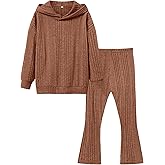 LecGee Kid Girl Clothes Fall Long Sleeve Hoodie Sweatshirt Flared Pants Set Casual 2 Piece Bell Bottom Outfits Tracksuit