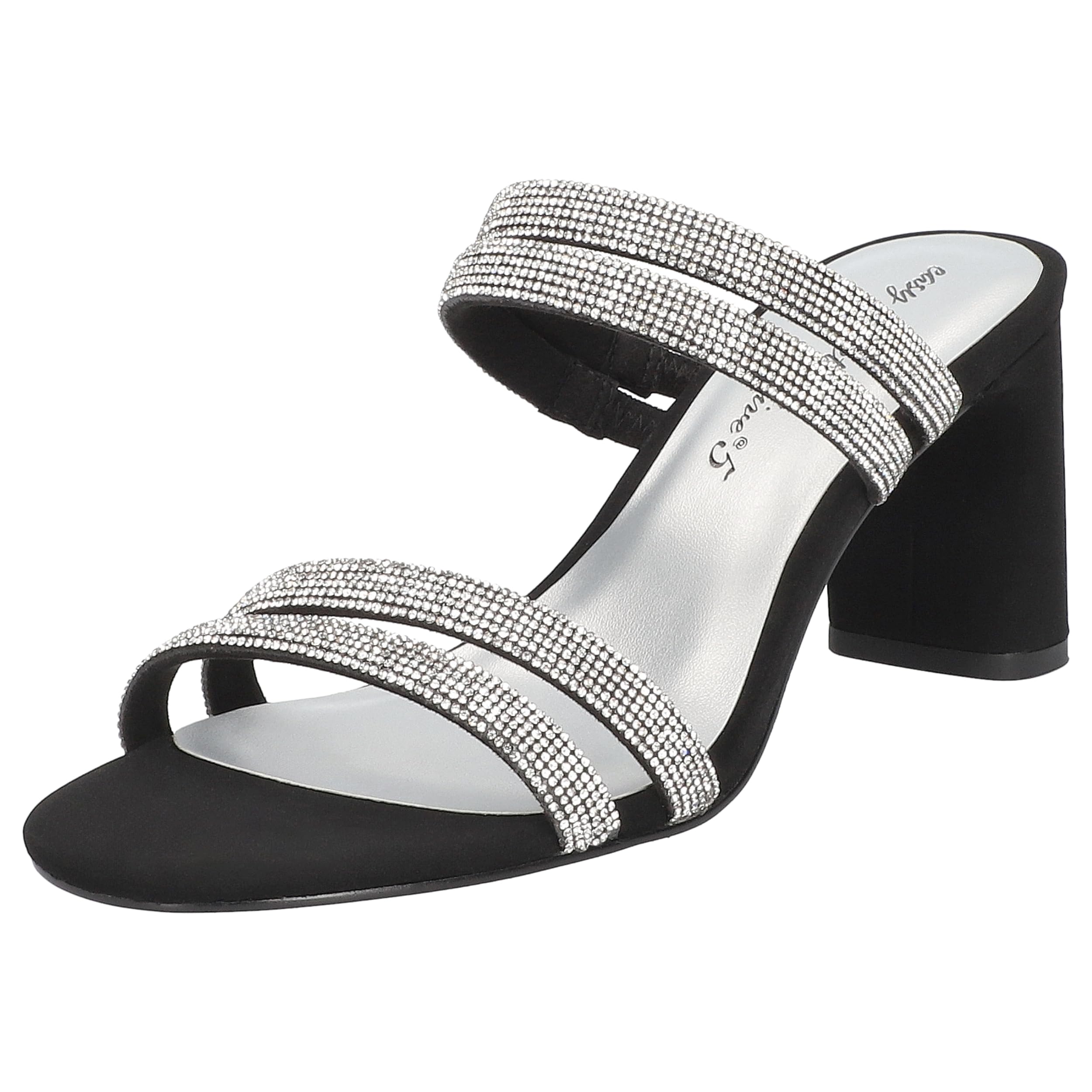 Easy Street Women’s Jemma Block Heeled Sandals, Black Lamy-Stones, 9.5 Medium