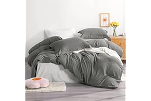 NTBAY Dark Grey Twin Duvet Cover - 1 Duvet Cover (68"x90") and 1 Pillow Sham, 2 Pieces, Soft Brushed Microfiber Comforter Cover for Kids with Zipper Closure, Dark Grey