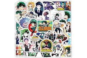 FCELERY 50pcs My Hero Academia Stickers for Kids, Cool Waterproof Vinyl Decal for Teen Adult Boy Laptop, Travel Case, Phone, Bike, Water Bottle, Guitar, Computer, Skateboard (MHA)