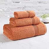 Superior Egyptian Cotton 3-Piece Towel Set, Assorted Towels for Home Bathroom, Master Bath, Decor Essentials, Includes 1 Bath, 1 Hand, 1 Face Towel/Washcloth, Quick Dry, Absorbent, Caramel Brown