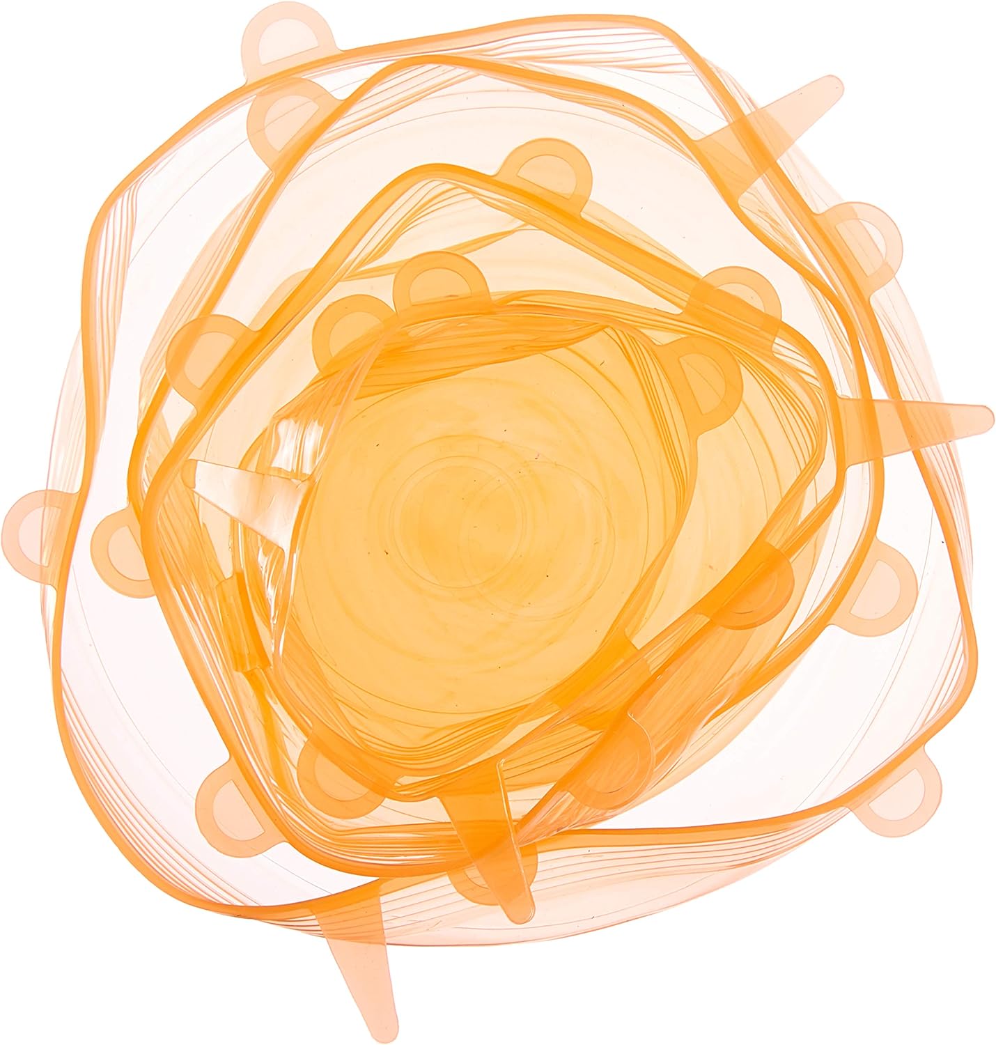 HG HGROPE Stretch BPA Free Reusable 6 Pack Silicon Lids Overs Food, Orange.