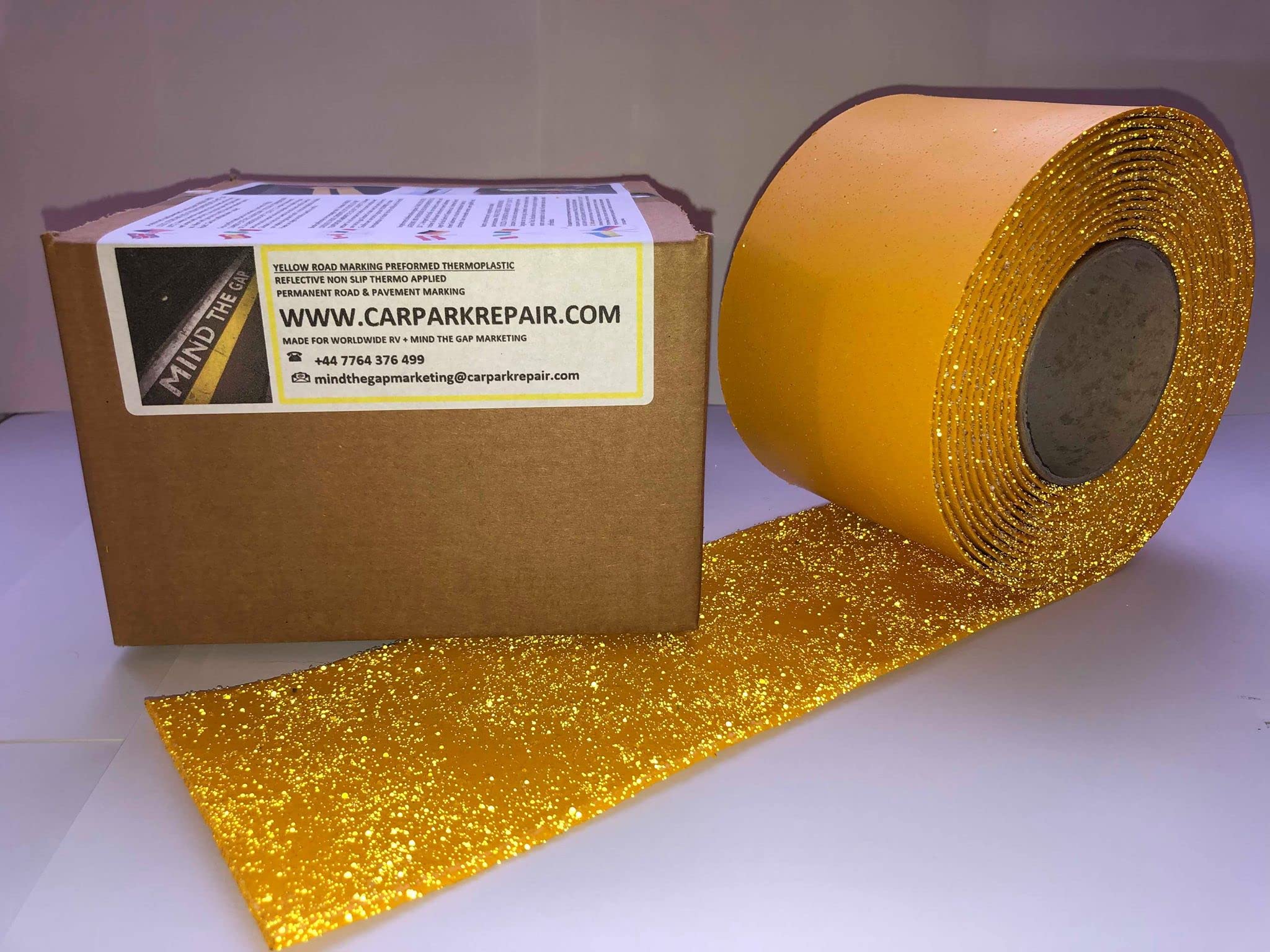 Mind The Gap Yellow Permanent Road Line Marking Carraigeway Parking Line 4" (100mm) x 5m Long