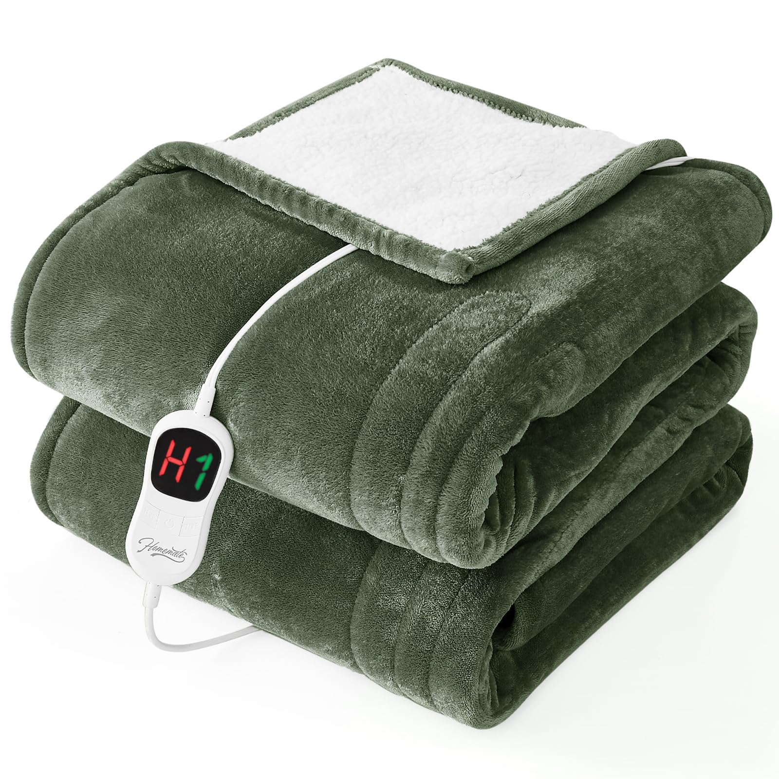 Photo 1 of Homemate Electric Heated Blanket Full - 72"x84" Heating Bed Blankets Throw with 10 Heating Levels 8 Hours Auto Off Fast Heating Over-Heated Protection Ultra Soft Warm Flannel ETL Certified Green