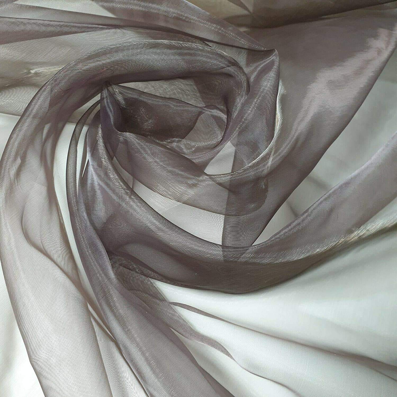 2 Meter Sheer Organza Fabric Voile Drape Curtain, Wedding Fabric 150cm Organdie by Meter (Brown) — image 1
