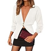 Ziesexy Womens Cardigan Sweaters Deep V Neck Button Up Sweaters Dressy Open Front Fall Knit Cardigans Top Shrugs for Women