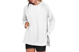 ANRABESS Women‘s Oversized Sweatshirt Crewneck Long Sleeve Tunic Pollover Shirts Side Zipper Hoodie Sweater 2024 Fall Clothes
