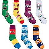 Crazy Socks - Breakfast Cereal Crew Sock Gift Set - 7-Pack Novelty Crew Socks Value Bundle - Size Large for Men & Women - Funny Food-Themed Cool Sox - Cozy Daily Wear - Great Gift for Fans Holidays