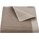 Martex Restore Sculpted Stripe Bath Towel – Soft, Absorbent, Moisture-Wicking and Quick to Dry – Lightweight for Everyday Use – Comfortable Feel with Convenient Loop for Hanging – 30" x 56" – Tan