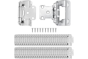 DONANIM 1/2" Overlay Partial Wrap Around Self Closing Hinges, (25 Pairs-50 Pcs) Cabinet Door Hinges for Face Frame Kitchen Cabinets,Brushed Nickel Cabinet Hinges for Kitchen Cabinets