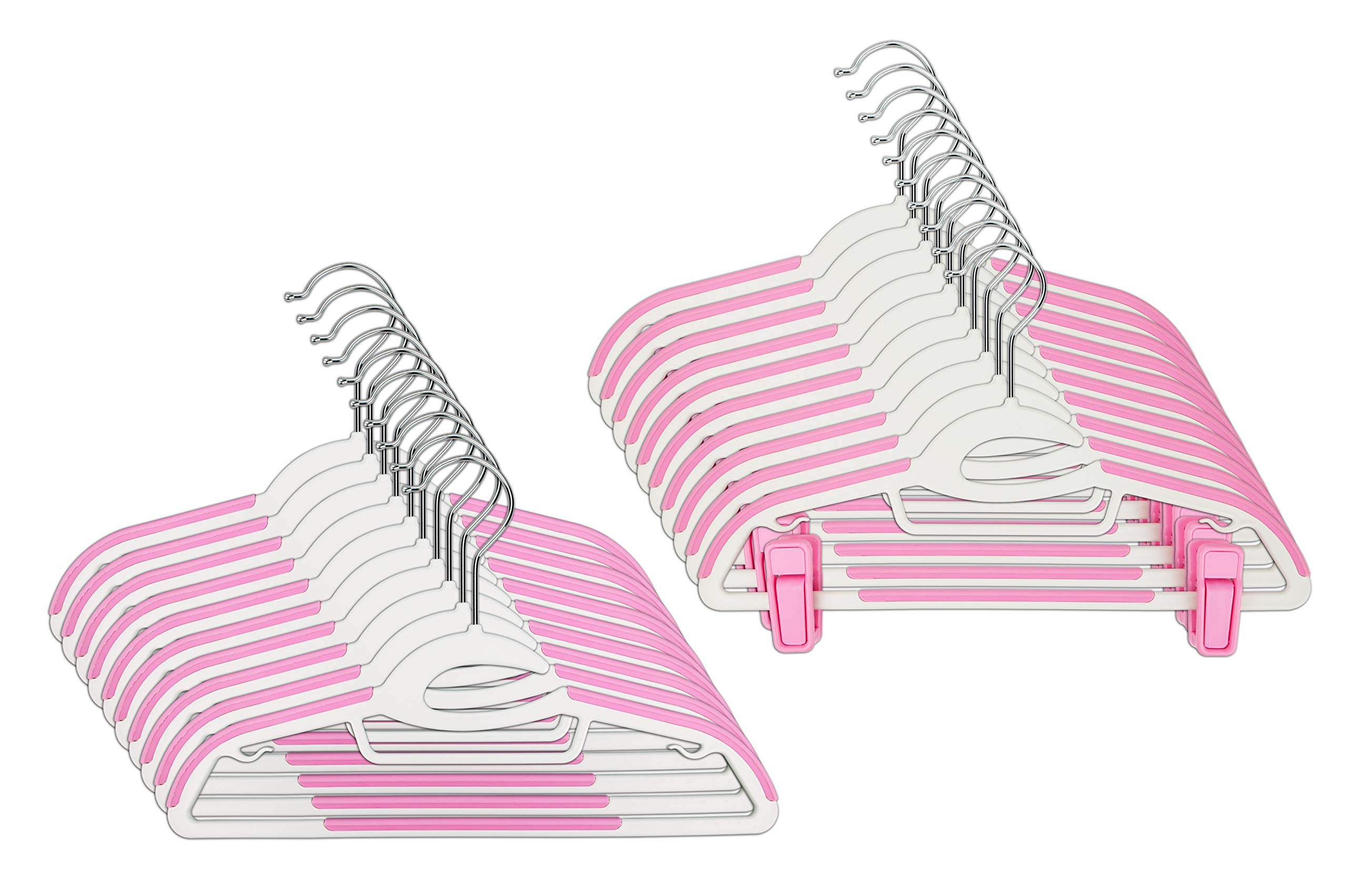 CORTEC Children's Coat Hangers Pack of 20 Plastic Combination Hangers for Kids Clips High Quality S Shape Opening Non-Slip Space Saving 0.5 cm Thick 31.5 cm Wide White Light Blue