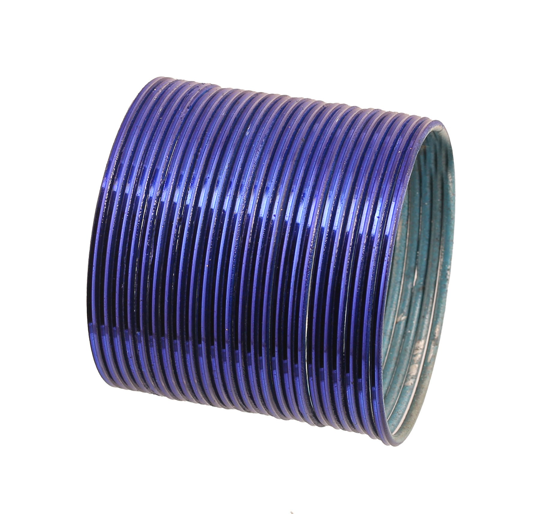 Touchstone "Colorful Bangle Collection Modern Pretty Attractive Look Navy Blue Textured Color Indian Bollywood Thin Designer Jewelry Metal Bangle Bracelets for Women. Set of 24.