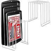Stock Your Home White (2 Pack) Extra Tall Steel Baking Pan Organizer Rack for Cabinet Storage or Kitchen Counter, Cookie Baking Sheet Organizer with Dividers, Muffin Tin and Cutting Board Holder
