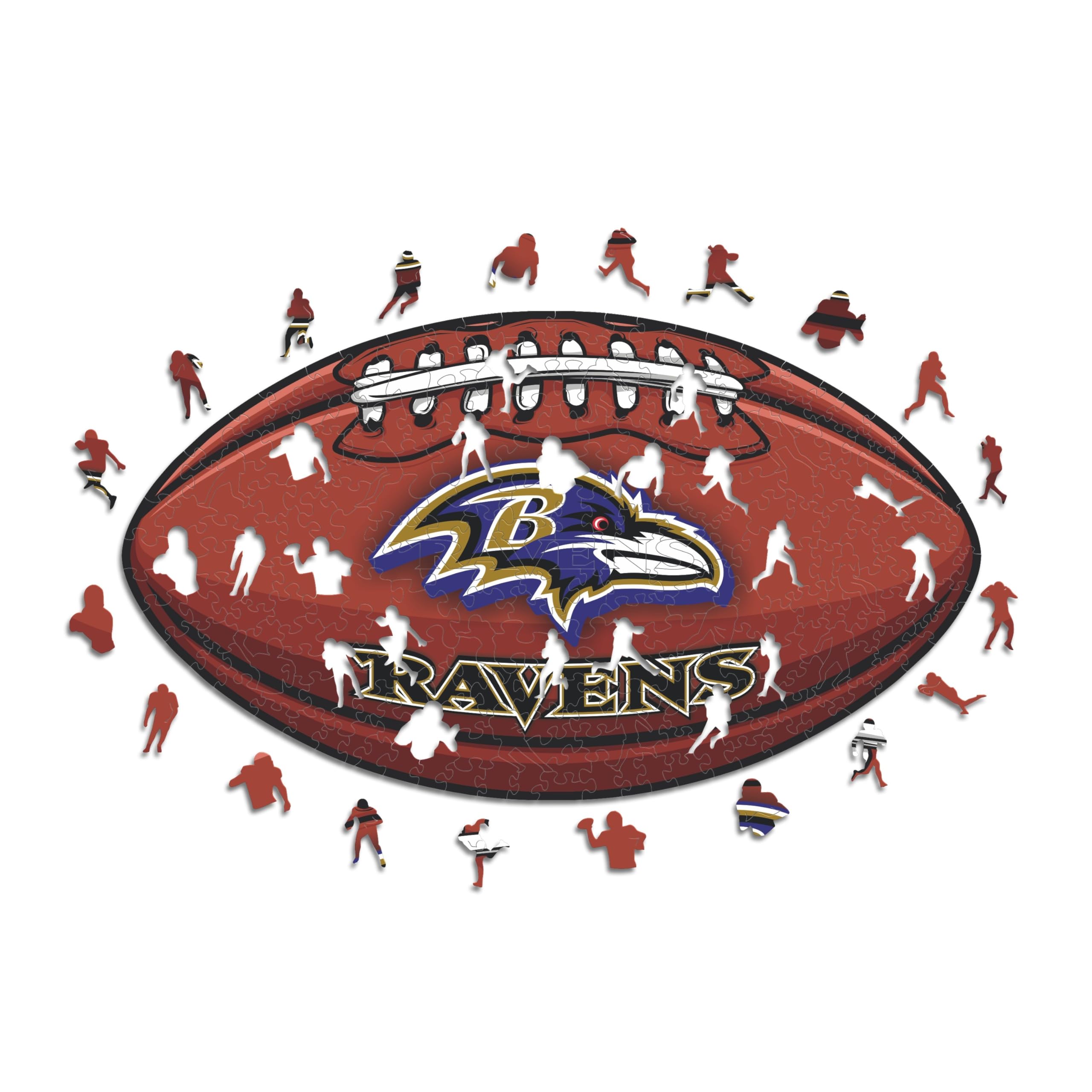 Iconic Puzzles, Baltimore Ravens Crest, 100% eco-sustainable wooden puzzle with official license NFL, size S, 150 pieces