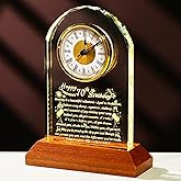 Arikyrist Happy 70th Birthday Glass Clock Gifts for Women, Men - 70 Year Old Birthday Gift with Wooden Light Base for Her Him, Turning 70 Quartz Clock Gift Idea for Mom Dad Unique Decoration