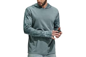 MIER Men's UPF 50+ Sun Protection Hoodie Long Sleeve SPF Fishing Hiking Running Thumbhole Shirts Hooded Quick Dry Lightweight