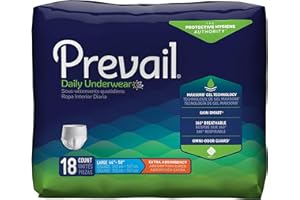 Prevail Daily Protective Underwear - Unisex Adult Incontinence Underwear - Disposable Adult Diaper for Men & Women - Maximum Absorbency - Large - 18 Count (Pack of 4)