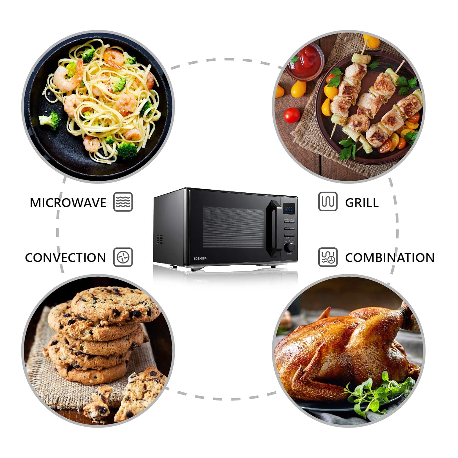 Toshiba Microwave Oven 25L MW2 Ac25T Bk 950W With Convection 2250W