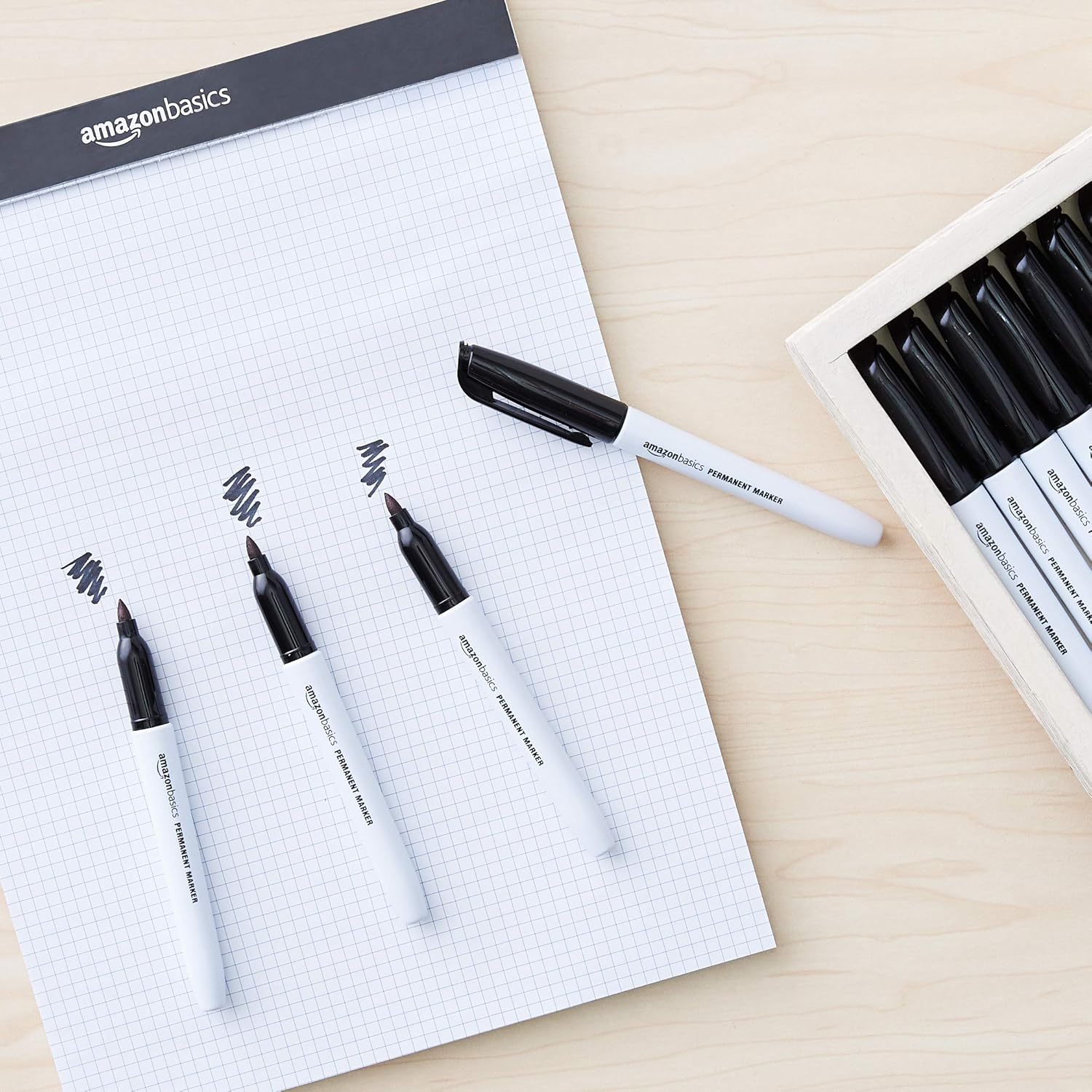  Basics Fine Point Tip Permanent Markers, Black, 24-Pack: Home & Kitchen