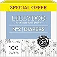 LILLYDOO Diapers - Size 2 (9-18 lbs), Half-Monthly Supply (100 Count), Skin-Friendly, Ultrasoft, Chlorine-Free & Absorbent Baby Diapers