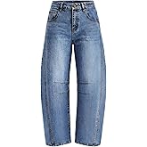 ZESICA Womens Barrel Jeans for Women Trendy 2026 High Waisted Wide Leg Stretchy Baggy Ankle Denim Pants with Pockets