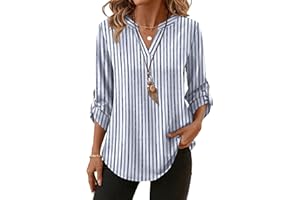 XIEERDUO 3/4 Length Sleeve Blouses Women Dressy Casual Tops Women V Neck Shirts Trendy Clothing 2026 with Smocked Cuffs